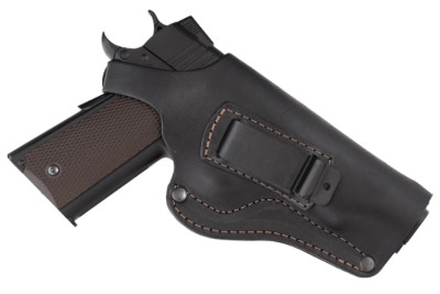 Кобура Colt 1911 поясна прихованого внутрішньобрючного носіння не формована з кліпсою шкіра чорна Кобура Colt 1911 поясна прихованого внутрішньобрючного носіння не формована з кліпсою шкіра чорна