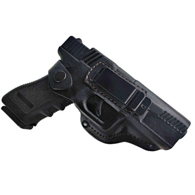 Кобура поясна Glock 17, Глек 17, Retay G 17, Ретай 17формована з кліпсою (шкіра, чорна) ms