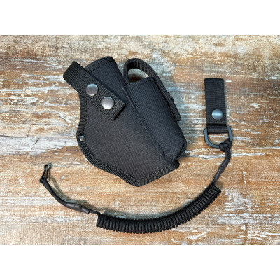 Кобура до G-19 Glock 19 х Глок поясна з чохлом підсумком до магазину + шнур чорна ms Кобура до G-19 Glock 19 х Глок поясна з чохлом підсумком до магазину + шнур чорна ms