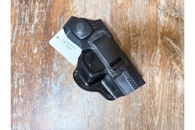Шкіряна кобура для Glock 19 — Формована (внутрішня на кліпсі + поясна), чорна ms Шкіряна кобура для Glock 19 — Формована (внутрішня на кліпсі + поясна), чорна ms