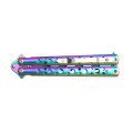 Ніж метелик тренувальний навчальний тупий дитячий ніж метелик безпечний для дитини, райдужний, з кліпсою, 525