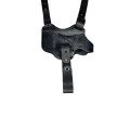 Кобура оперативна двостороння Глок 17 Glock 17 формована з чохлом під магазин (шкіра, чорна) MS